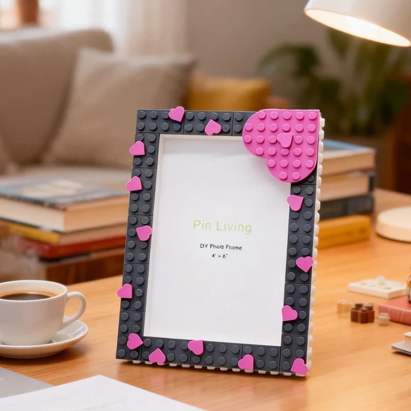 PinLiving 1PC DIY Block Frame Heart Valentine's Day Block Display Stand Handmade Gift Album