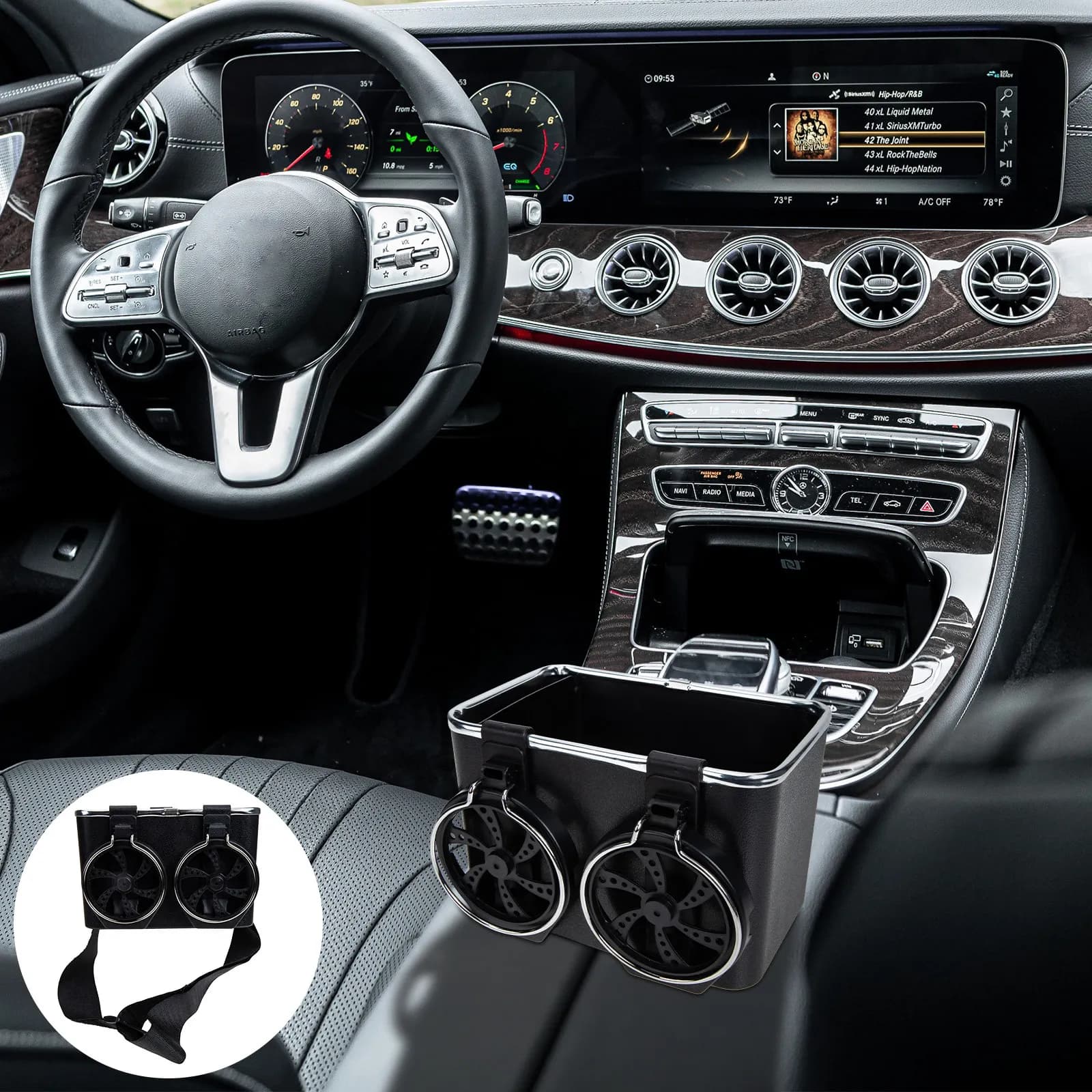 Organizer per Console Centrale Auto in ABS e Acciaio Inossidabile, Design Elegante e Minimalista, Facile da Pulire, Ampio Spazio di Archiviazione