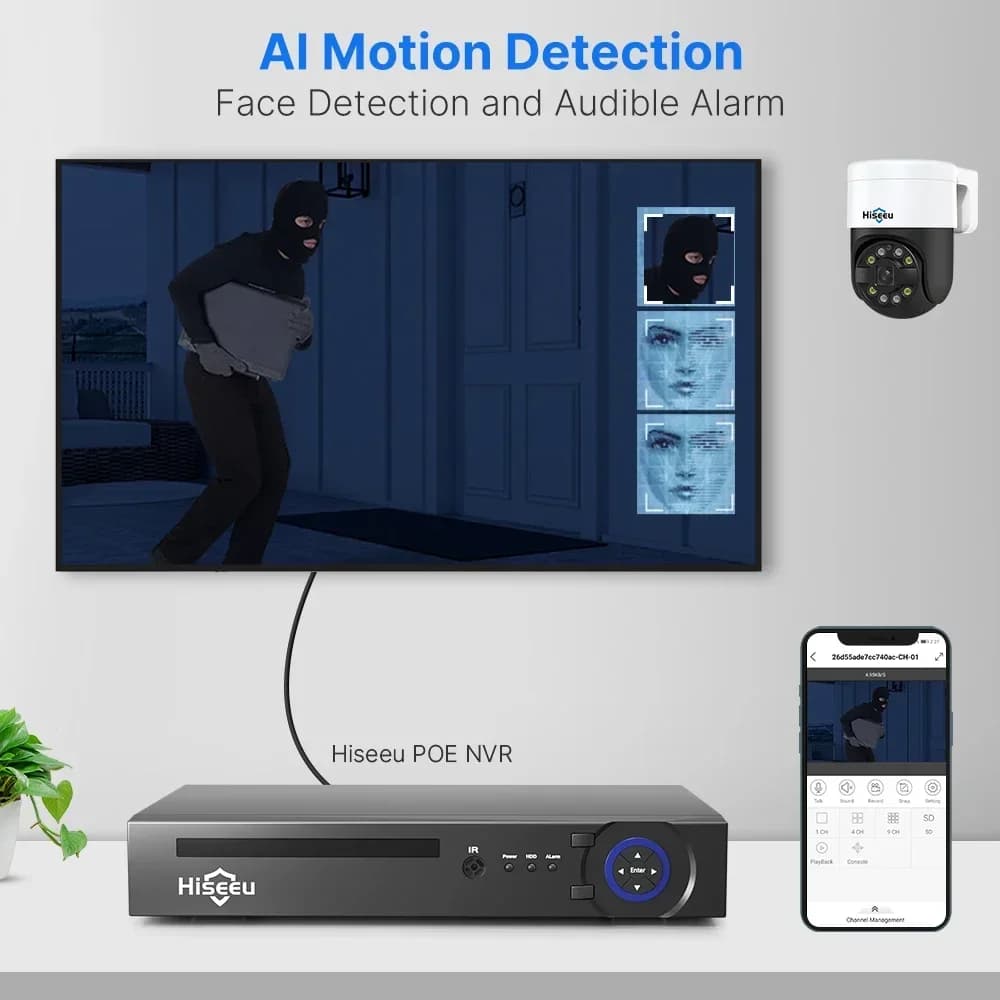 Sistema di Sorveglianza CCTV con Telecamere IP PoE 8MP 4K, NVR a 8 Canali H.265, Rilevamento Facciale AI, Visione Notturna a Colori Bidirezionale per Esterni