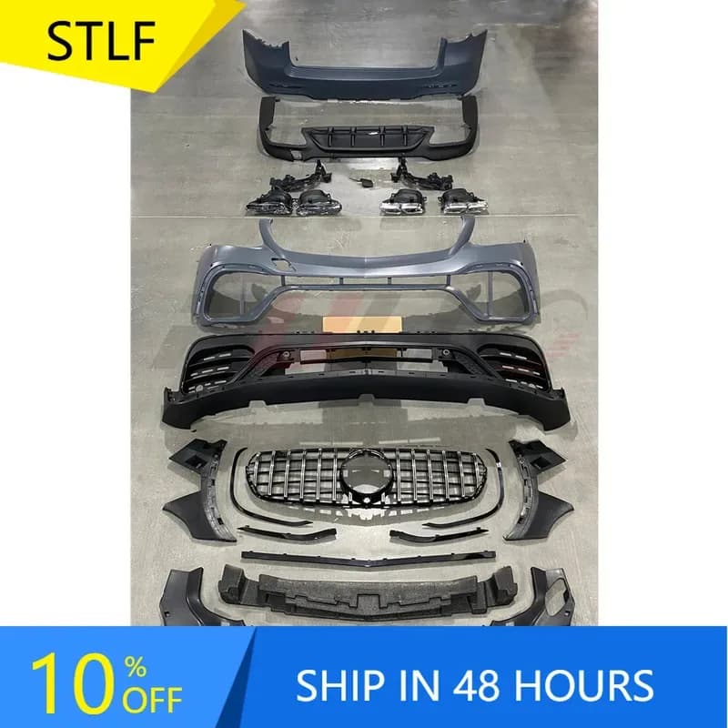 Paraurti per Auto Aggiornati per S X253 16-19, Conversione in Stile GLC63 S con Griglia, Diffusore Posteriore e Tubi di Scarico