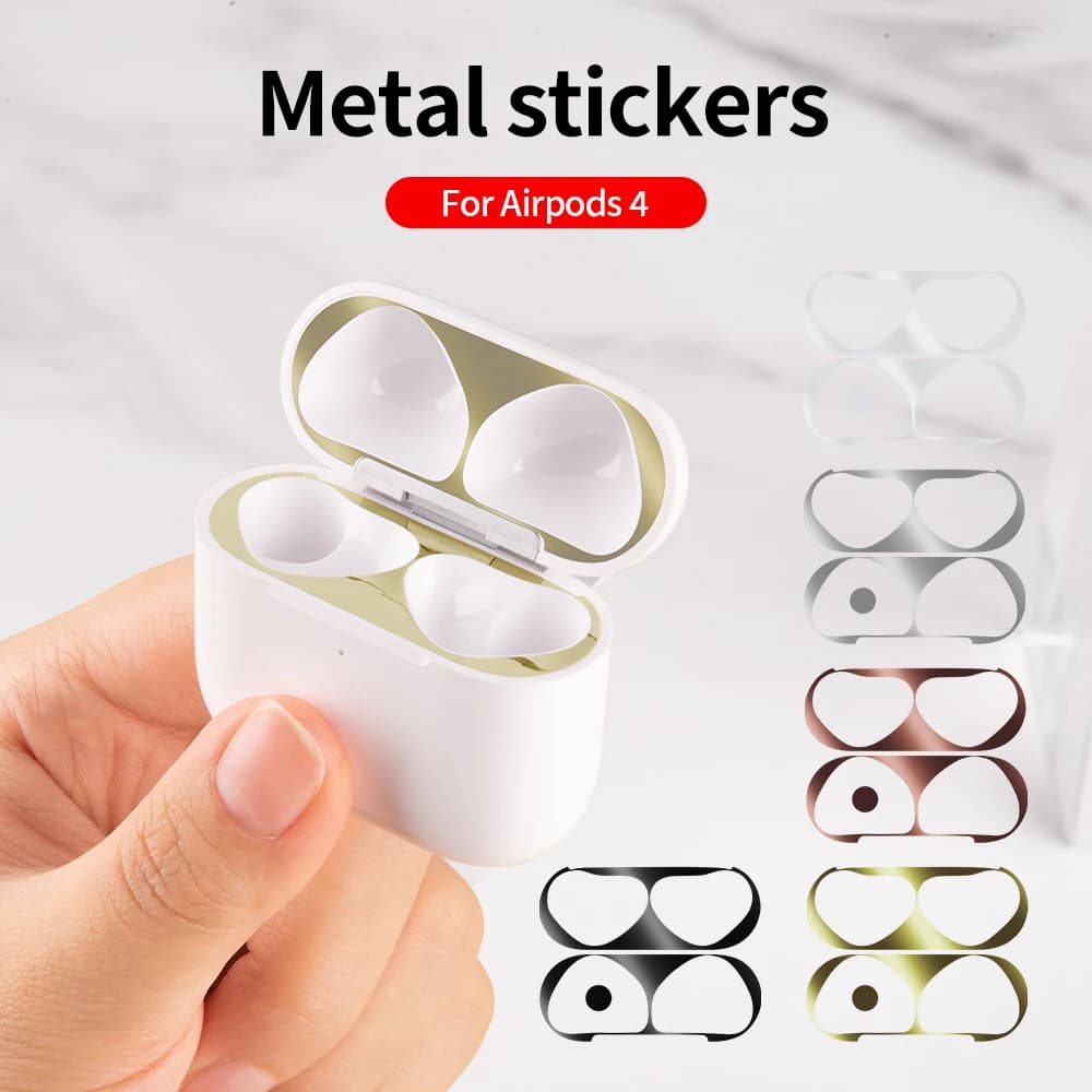 For AirPods 4 Wall decal Headphone case Anti-dust metal sticker for Airpods 4 4 4th 2024 Gen Protective Film