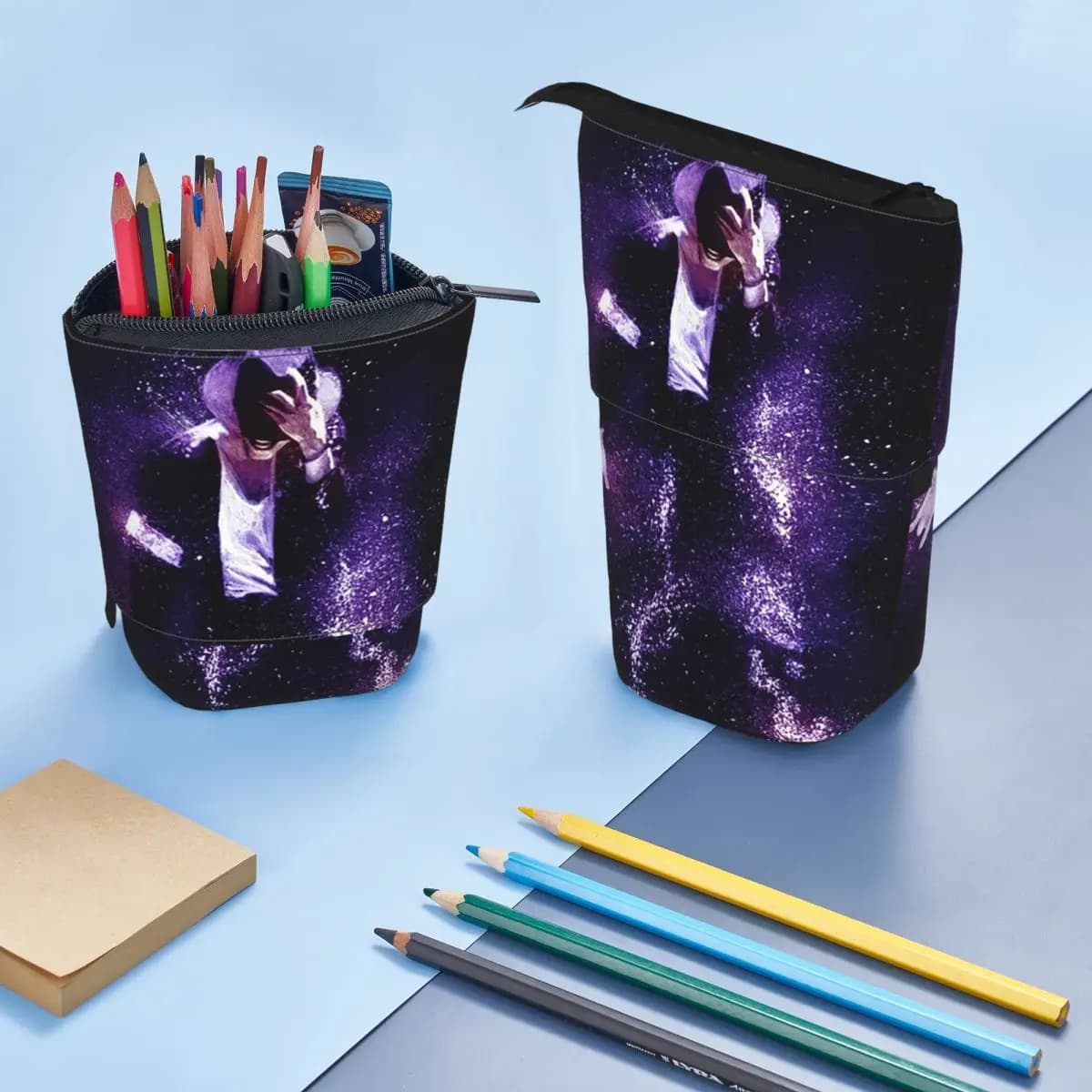 Astuccio reversibile per studenti con stampa di Michael Jackson, musicisti, cantanti e ballerini, per la scuola, portapenne, articoli di cancelleria