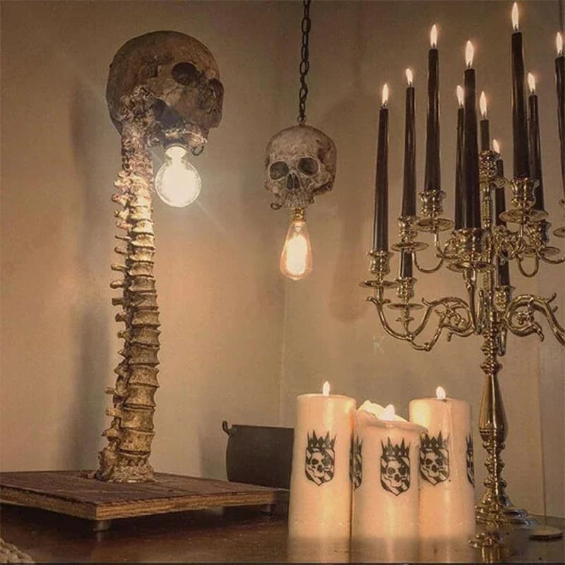 Creativo teschio statua lampada da scrivania Halloween Horror Prop Bar decorazione del partito Prop casa camera da letto soggiorno decorazione Horror Prop