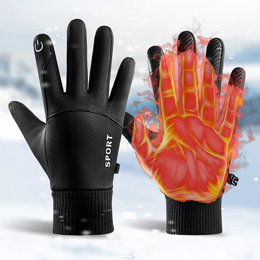 Guanti invernali caldi con dita intere impermeabili ciclismo sport all'aria aperta corsa moto sci touch screen guanti in pile