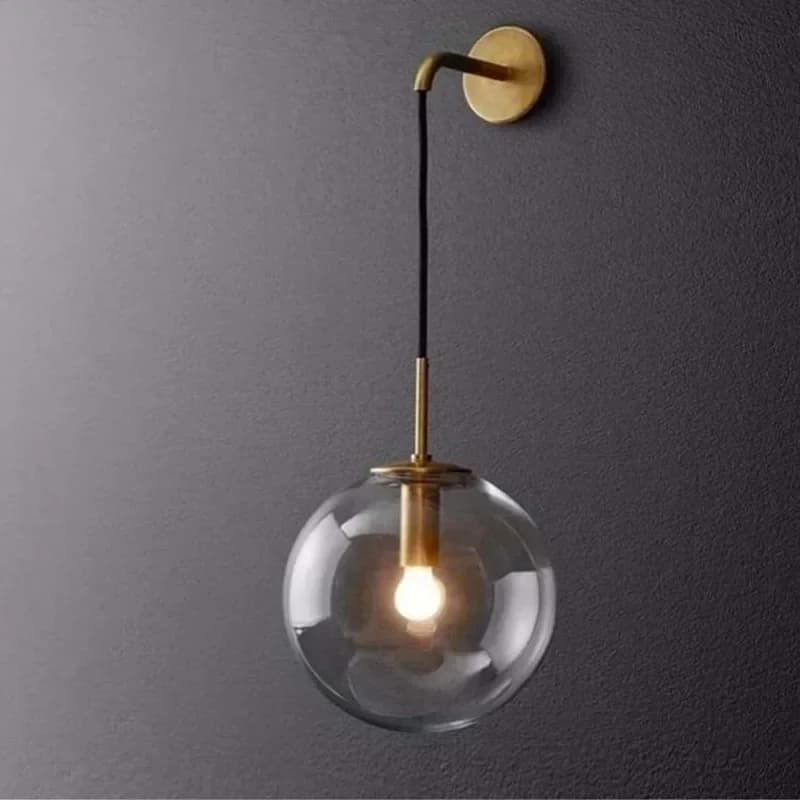 Lampada da Parete in Vetro Stile Nordico, Applique LED Moderna, Luce Sferica di Lusso per Specchio del Bagno, Camera da Letto, Comodino, Bar, Illuminazione Decorativa per la Casa