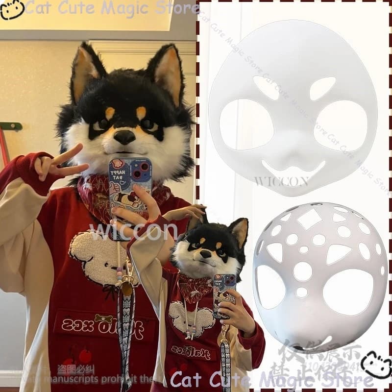 Anime Furry Kemono Cosplay Furrsuit Prop Kawaii Japanese Beast Head Dog Lovely Puppy Cute Face Mask Head Shell ComicCon Carnival