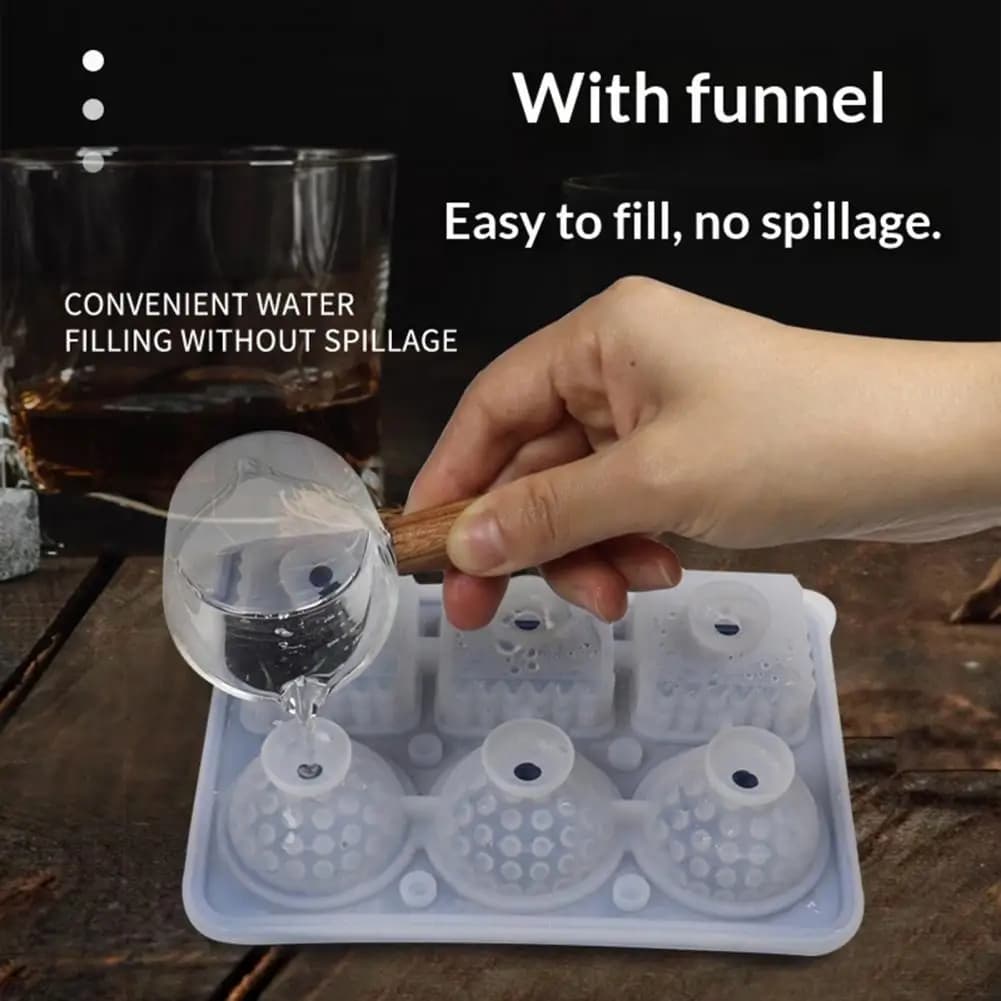 Stampo per Ghiaccio in Silicone di Grado Alimentare, Antiaderente, per Cubetti di Ghiaccio e Sfere di Ghiaccio per Whisky e Cocktail