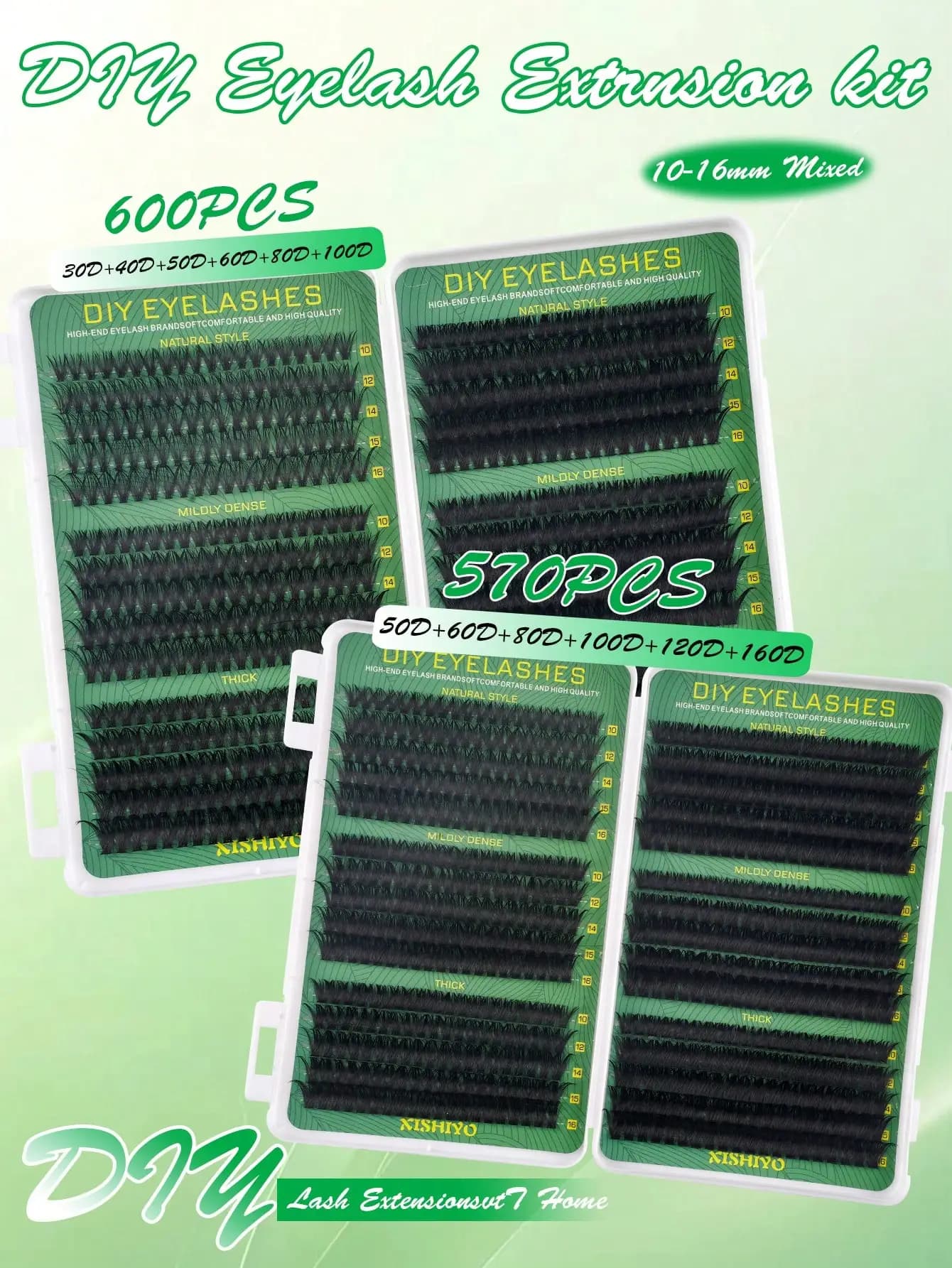 D Curl Eyelash Extension Kit 300PCS 8–16mm 30D–100D Individual Lash Clusters with Glue Sealer Tweezers Natural Look Fluffy Thick Lightweight Reusable Segmented False Eyelashes DIY Set