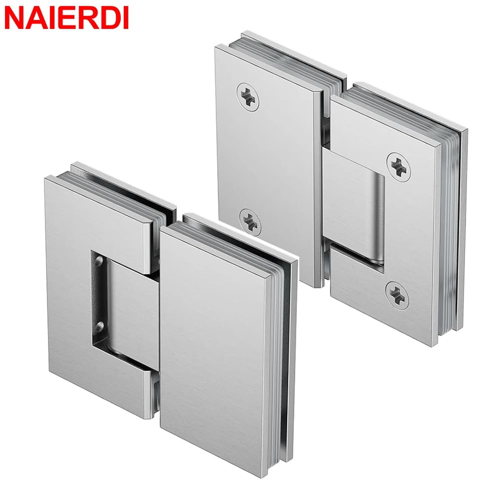 Cerniere per Porte Doccia in Vetro NAIERDI, Cerniera per Porta in Vetro a 180 Gradi in Acciaio Inossidabile, Clip per Porta in Vetro, Parte di Ricambio per Ferramenta