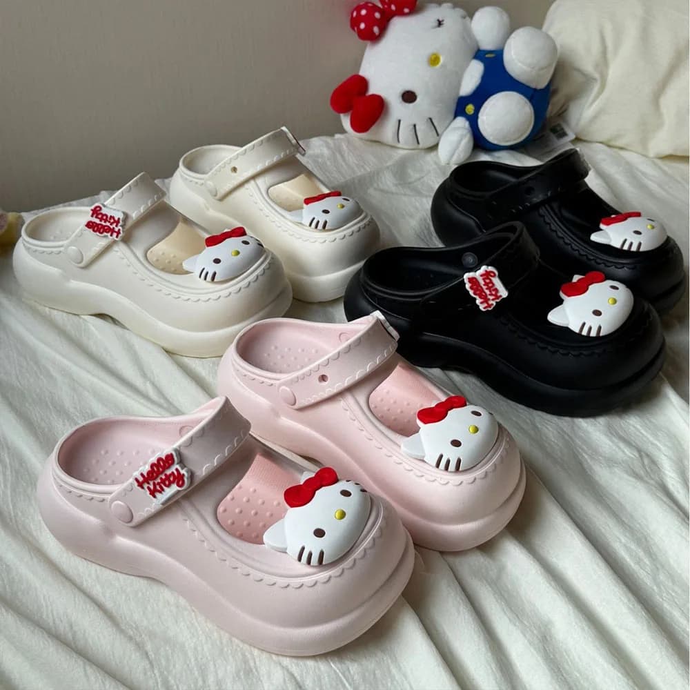 Sandali da donna Sanrio Hello Kitty con simpatici personaggi dei cartoni animati, suola spessa in EVA, antiscivolo, morbidi, ciabatte estive, scarpe anime per ragazze, scarpe da spiaggia