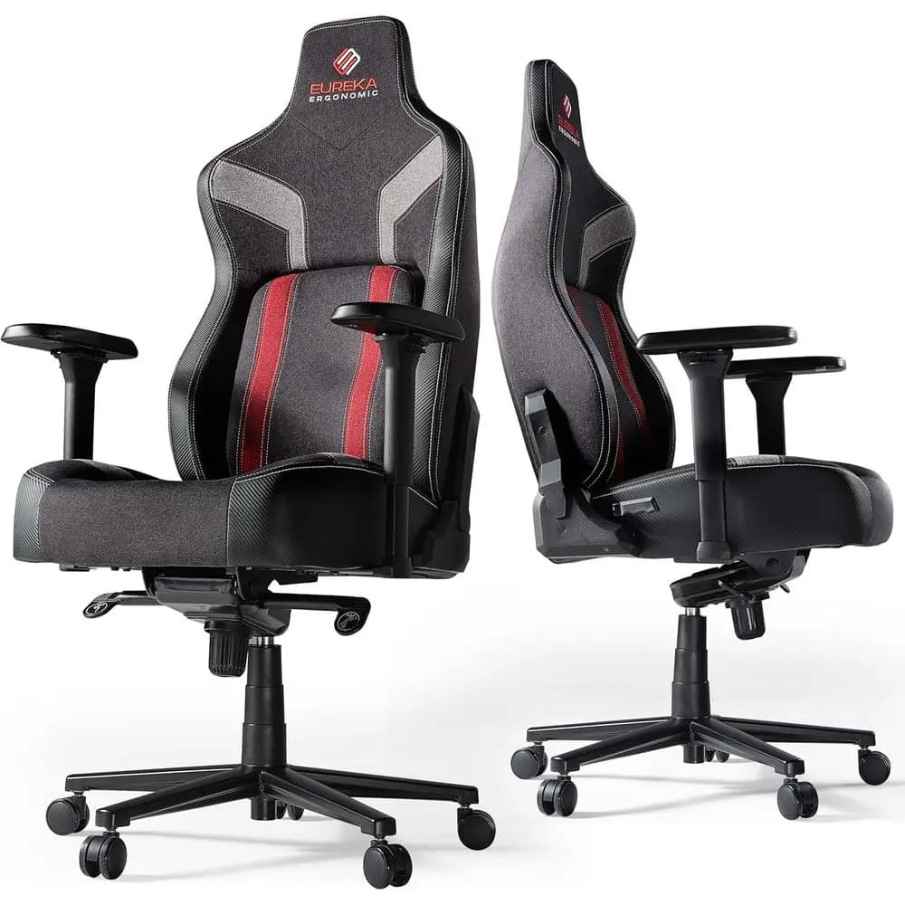 Sedia da Gaming Ergonomica con Supporto Lombare, Stile Racing con Cuscino da 4,3 Pollici, Rossa per Adulti