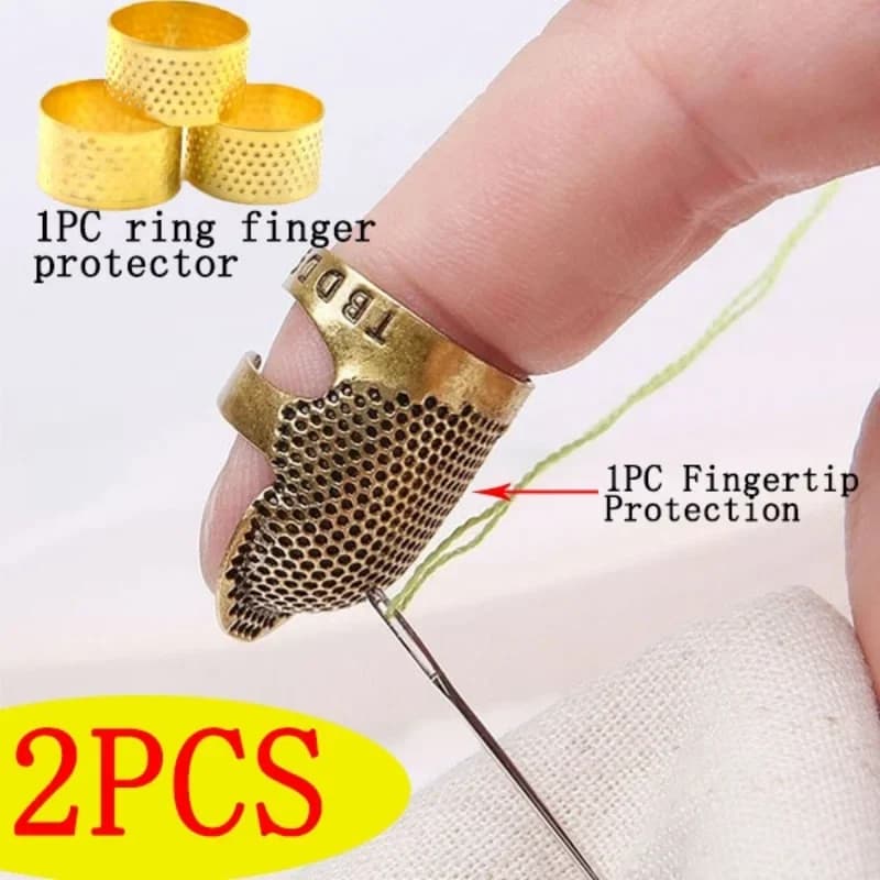 2 pezzi Retro Finger Protector Ring Handworking ago ditale aghi Craft Household strumenti di cucito fai da te accessori