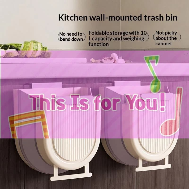 【HMA】10L Hanging Kitchen Trash Can Collapsible Trash Can For Kitchen Foldable Small Garbage Can Compost Bin Under Sink Waste Bin