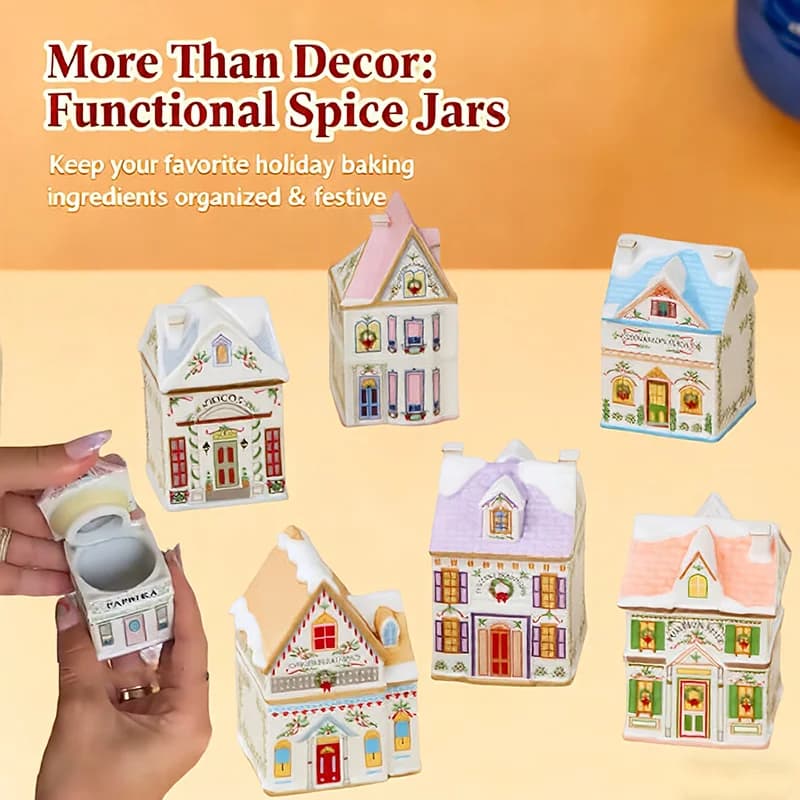 Villaggio delle vacanze di Natale Spice House Set Ornamento dipinto in plastica Mini cabina Decorazione desktop per la casa Regali per festival di feste