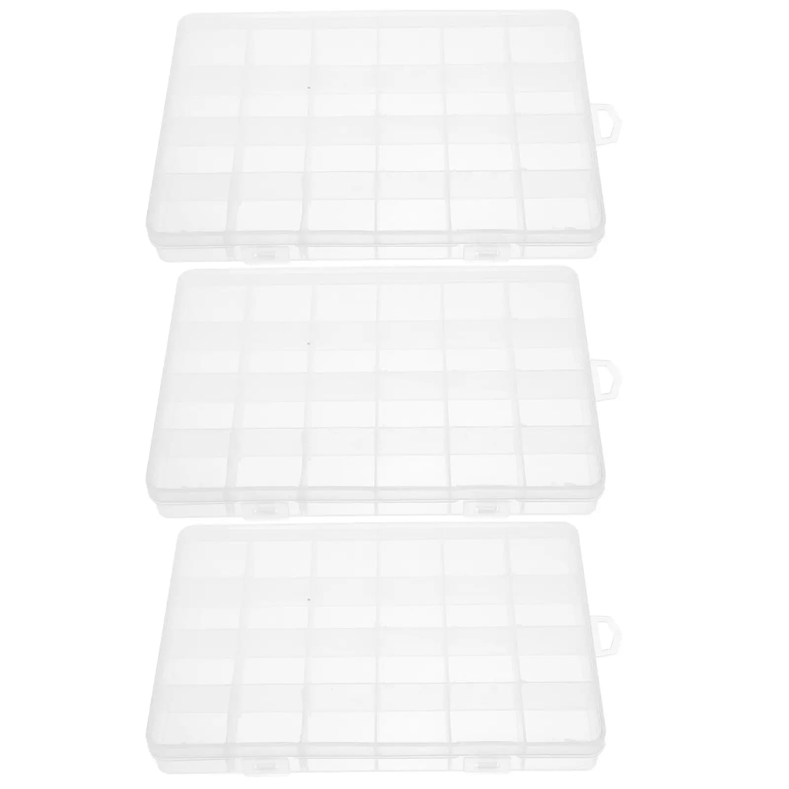 3Pcs Simple Elegant Compartment Organizer Box Transparent Plastic Tackle Storage for Fishing Gear Hooks Baits Small Parts