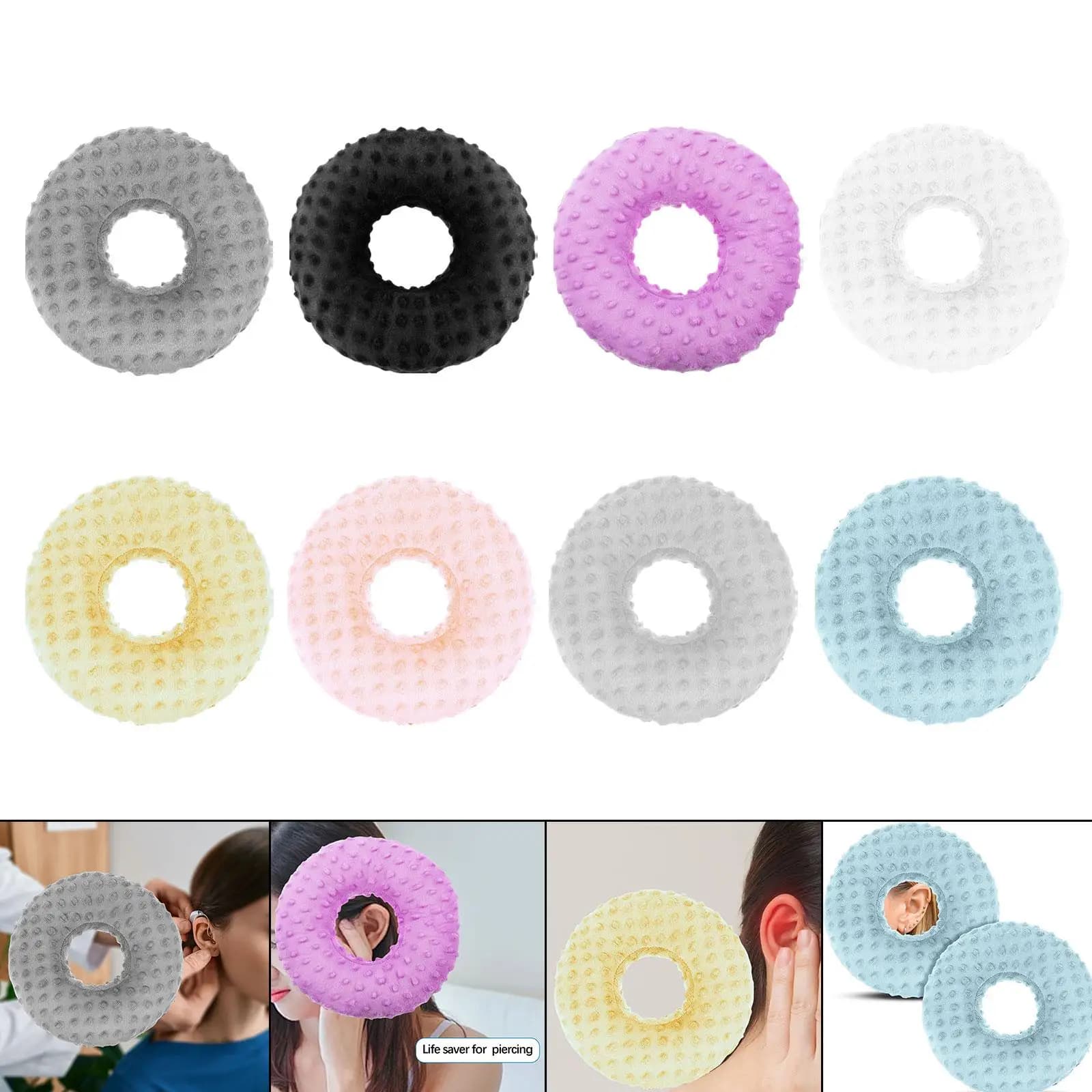 Cuscino per piercing all'orecchio per dormetti laterali Lavabile da viaggio per indossare cuffie Orecchini Regali a forma rotonda Cuscino per dormire laterale