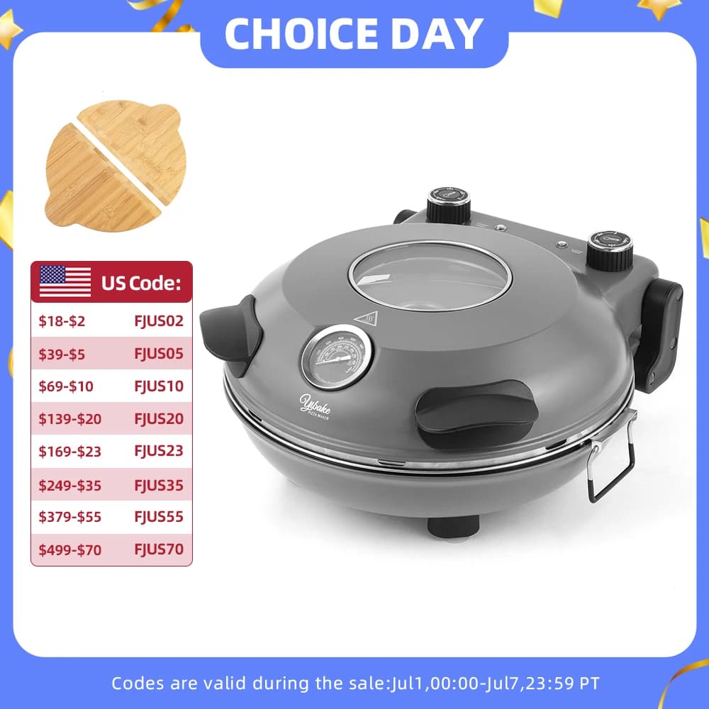 YIBAKE Electric Oven for Pizza 12" Multifunctional Pizza Machine for Domestic Use Heat up to 800 ° Portable indoor pizza oven F for home