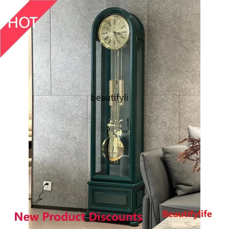 E46 Orologio americano del nonno Soggiorno Orologio moderno semplice e alla moda Orologio a pendolo verticale in legno massello