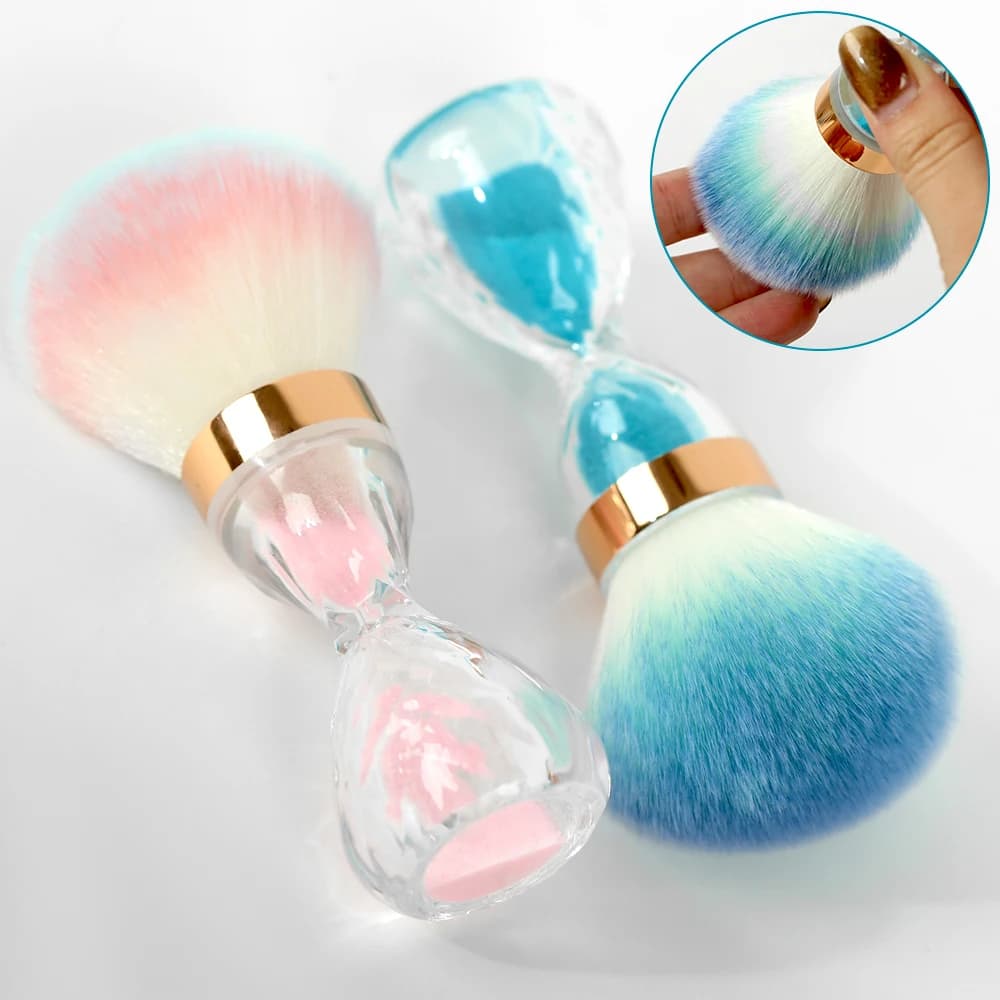 Spazzola per polvere per nail art per unghie Manico a clessidra Polvere Rimuovi spazzola per pulizia morbida per unghie per strumento per accessori per unghie in gel per manicure