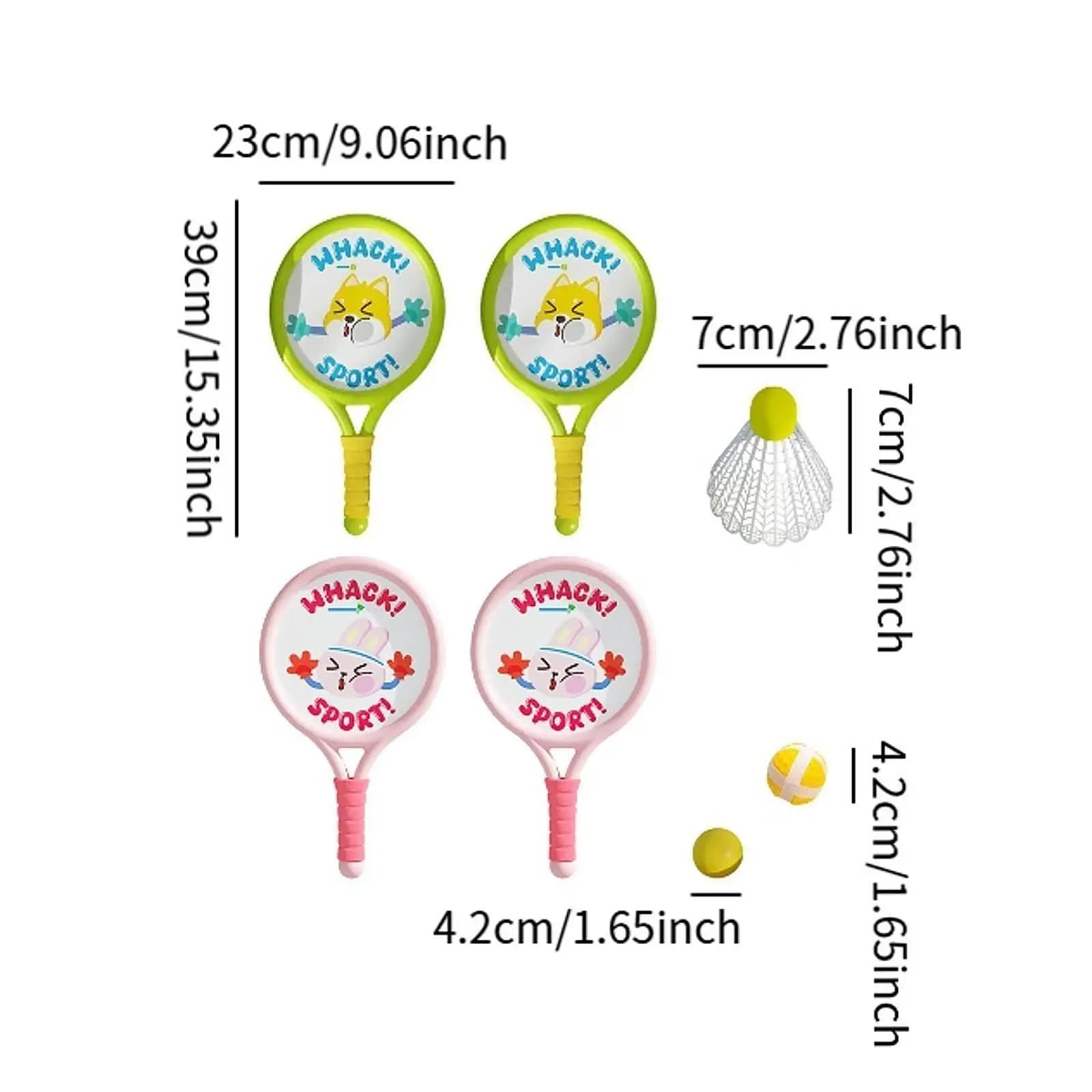 Professional Badminton Tennis Rackets Set for Children Safe Plastic Sports Toy for Indoor Outdoor Family Fun
