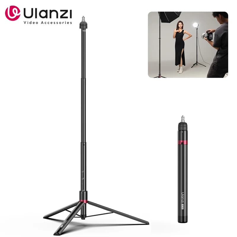 Ulanzi AT-05 Treppiede con supporto per luce pieghevole per carichi pesanti da 2 M per luce video Fotocamera DSLR Studio fotografico Live Streaming Carico massimo 5 kg