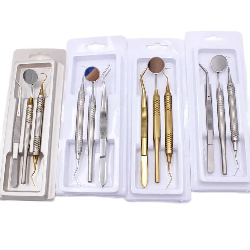 3 pcs/Pack Stainless Steel Tool Kit Dentali Odontoiatria Lab Mouth Mirror Dentisti Pick Tool Denti Scaler for Tooth Whitening Kit