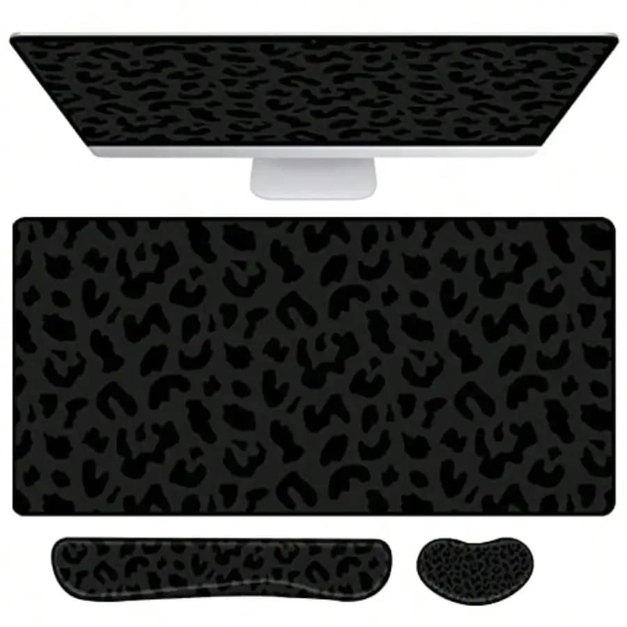 Set di 3 Tappetini per Mouse da Gaming di Grandi Dimensioni, Tappetino da Scrivania, Supporto per Polso per Tastiera e Mouse, Tappetino Esteso per Laptop con Base Antiscivolo in Memory Foam