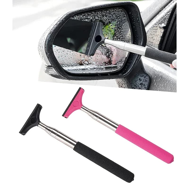 Tergicristallo Telescopico per Specchietto Retrovisore Auto, Pulitore per Specchi con Manico Lungo 98cm, Strumento per Pulizia Auto, Detergente Antiappannamento per Vetri