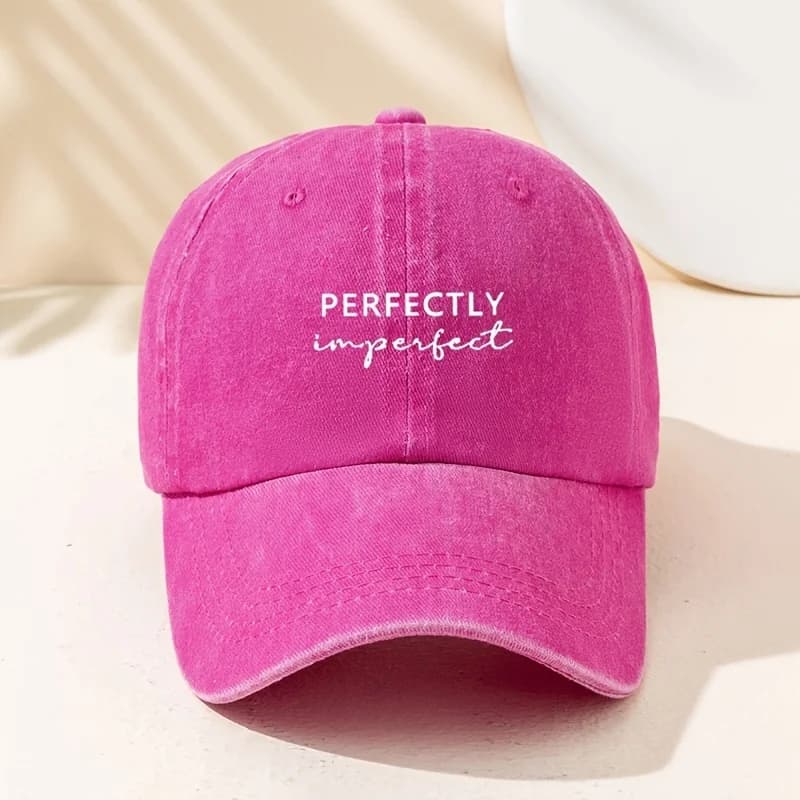 1pc Vintage "Perfectly Imperfect" Washed Baseball Cap, Adjustable Snapback,Unisex Outdoor Hat for Men & Women,Casual Style