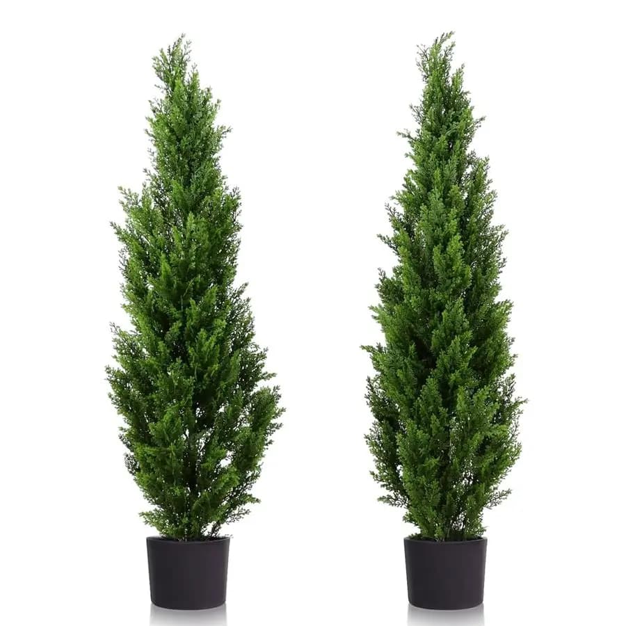 Alberi topiari di cedro artificiale da esterno da 4 piedi Piante in vaso con valutazione UV