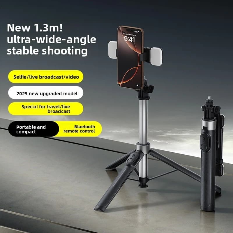 Treppiede Selfie Stick Bluetooth All-in-One X2 con Apertura Rapida per Viaggi e Streaming Live