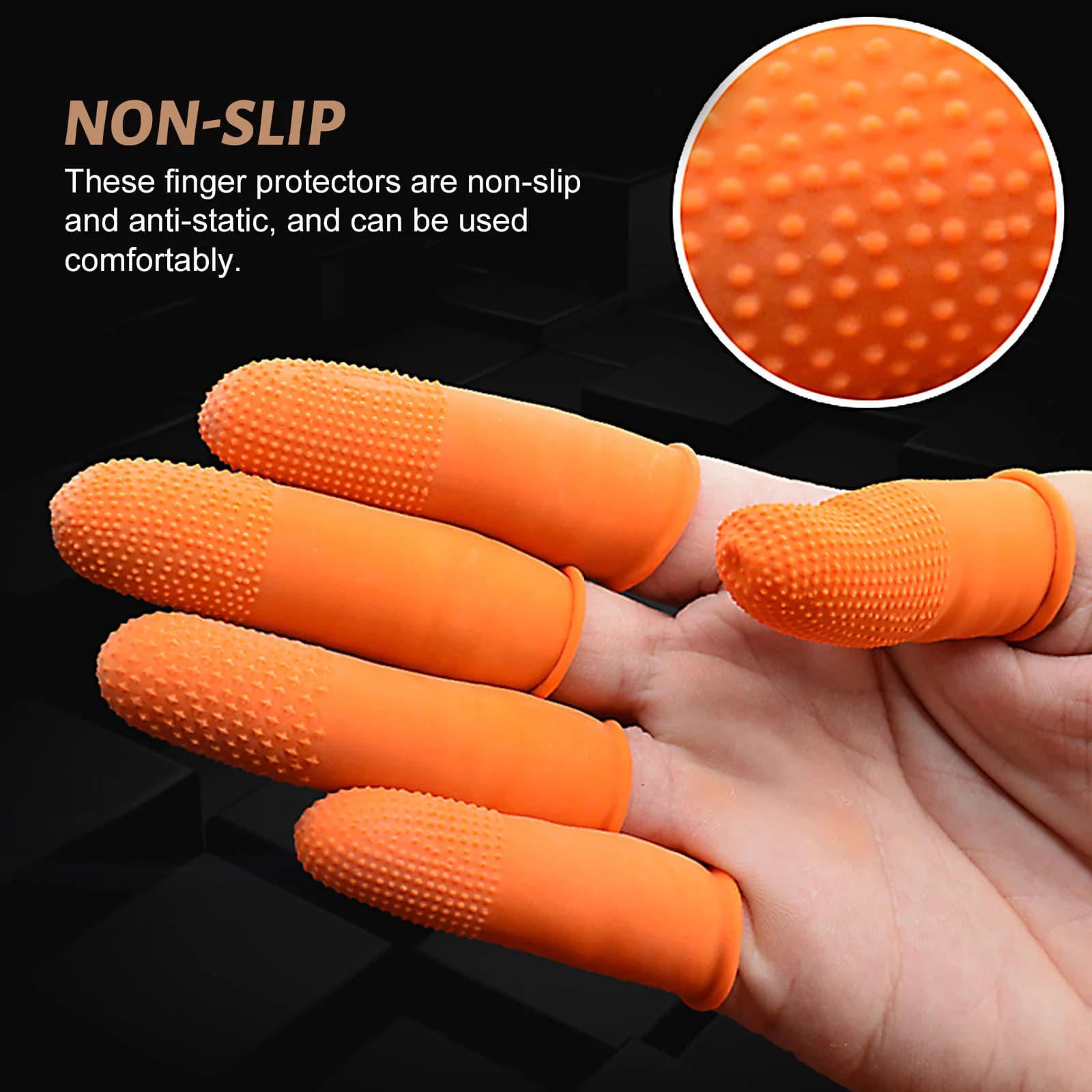 20/40/60/80Pc Guanti antiscivolo in gomma arancione Culle per dita resistenti all'usura Punta delle dita in lattice leggero ispessito antiscivolo durevole