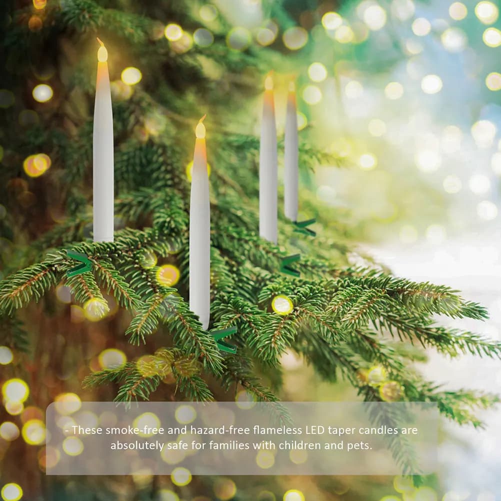 10Pcs LED Lamp Flameless Taper Candles with Clip for Christmas Wedding Party Decor Eco Friendly Safe Indoor Outdoor Use