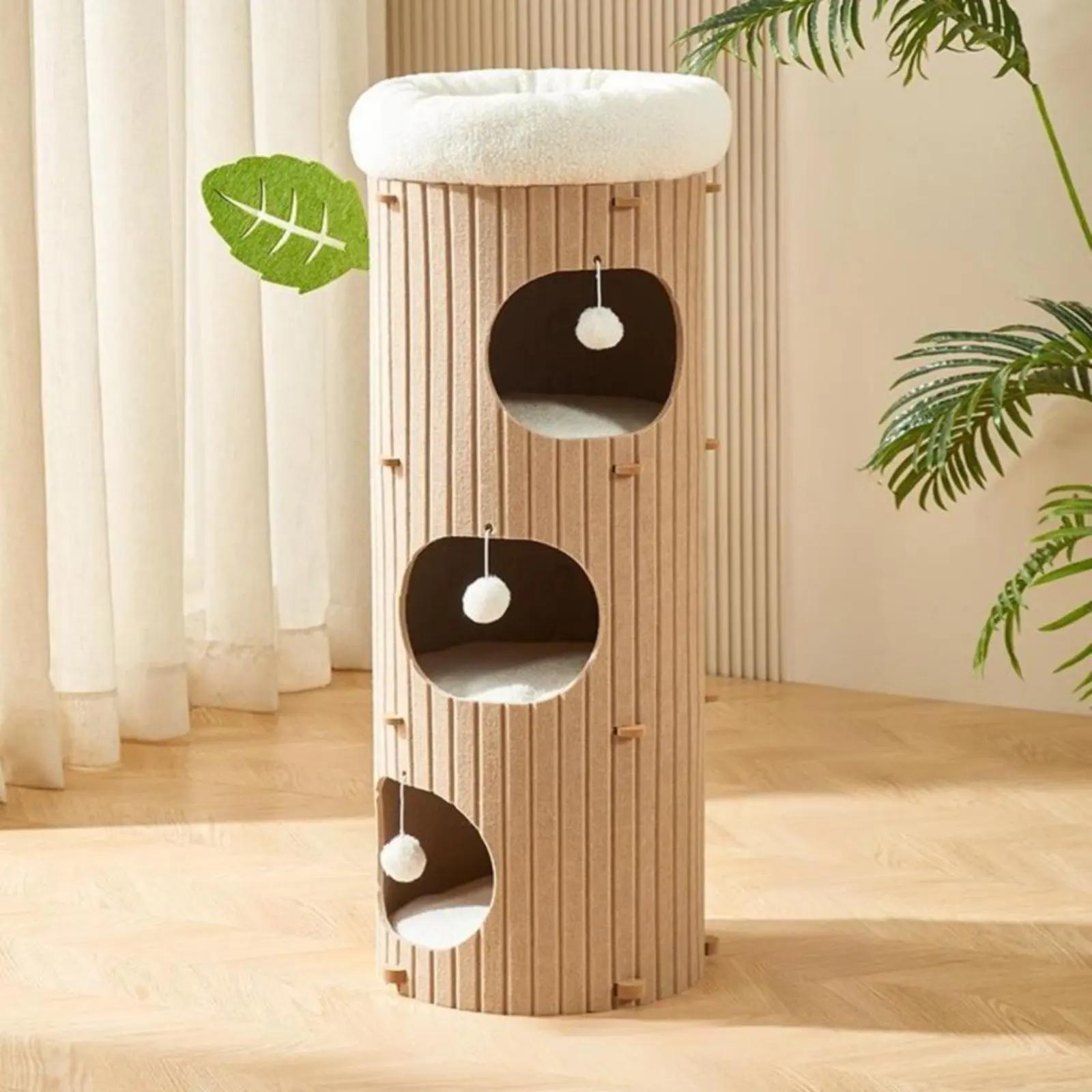 Albero per gatti multifunzionale salvaspazio e torre per gatti in tessuto