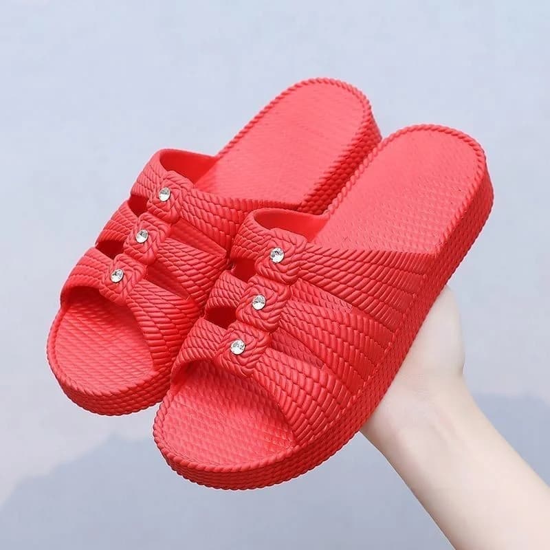 Sandali Estivi da Donna per Esterni, Antiscivolo, con Suola Spessa e Morbida, Comodi, Casual, Slip-On, alla Moda con Dettagli Diamantati