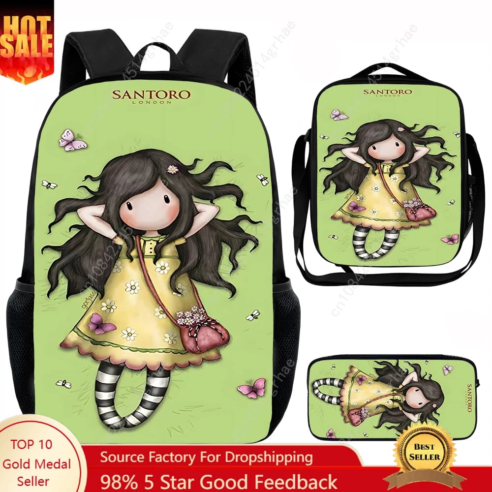 Simpatico zaino scolastico per bambini G-gorjuss con borse per il pranzo, borse per matite, borse scolastiche per ragazzi e ragazze, miglior regalo