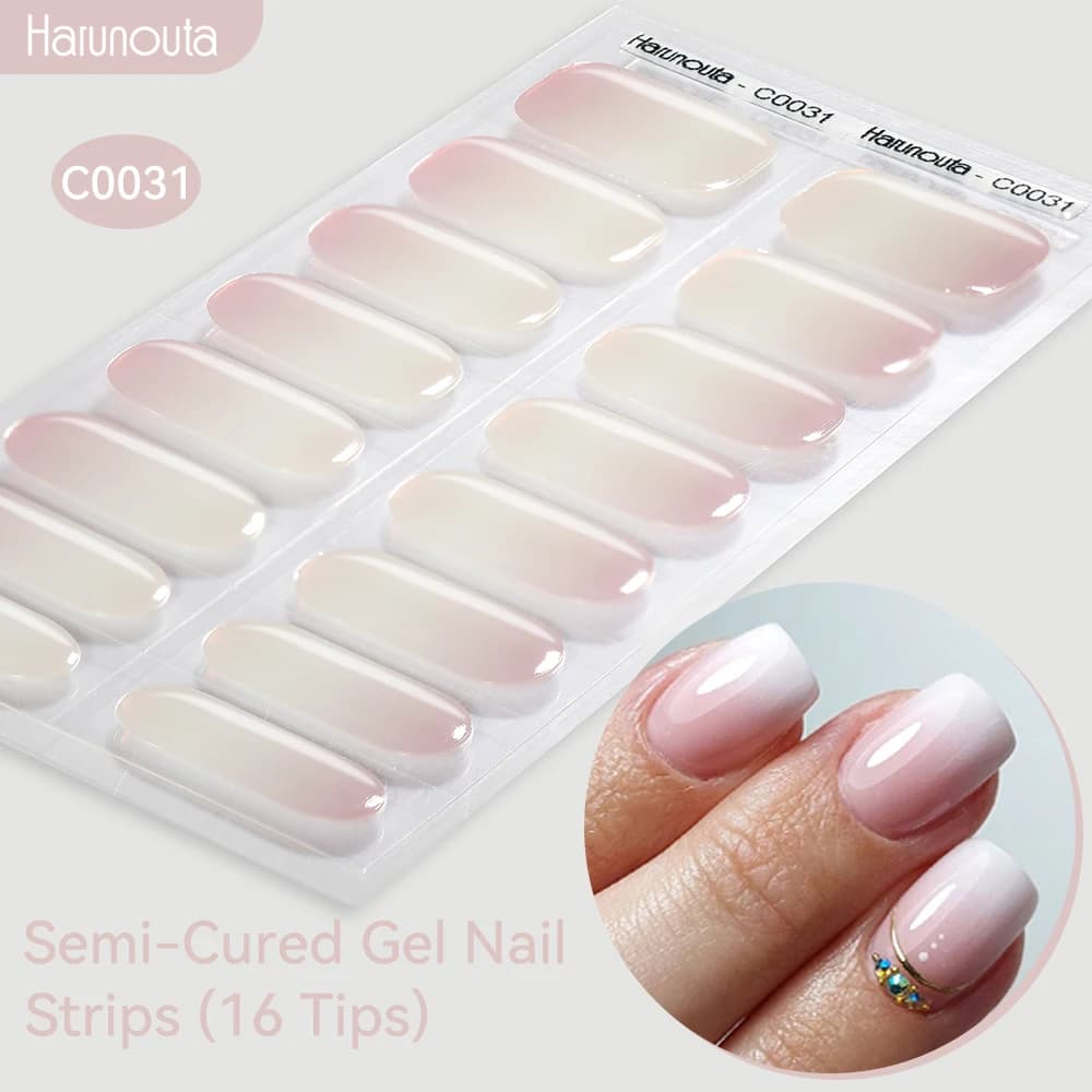 Harunouta Adesivo per unghie in gel semicurato sfumato Adesivo per unghie UV a lunga durata Gel per estensione UV/LED Smalto per unghie in gel Copertura completa