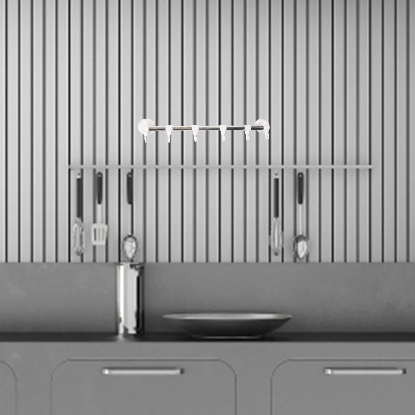 Portasciugamani a ventosa in acciaio inossidabile con 6 ganci, senza foratura, per bagno e cucina, portaoggetti per asciugamani, vestiti, spazzole e utensili