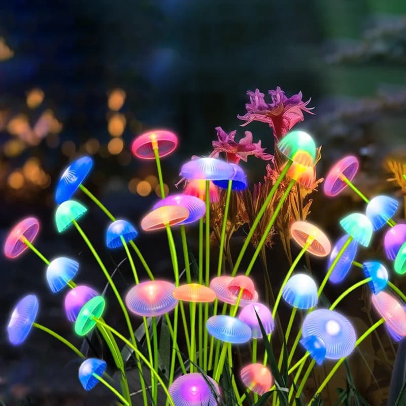 Luce Solare a Forma di Fungo e Medusa per Decorazione Prato e Giardino, Luci Solari da Esterno per Decorare Cortili, Strade, Balconi e Feste