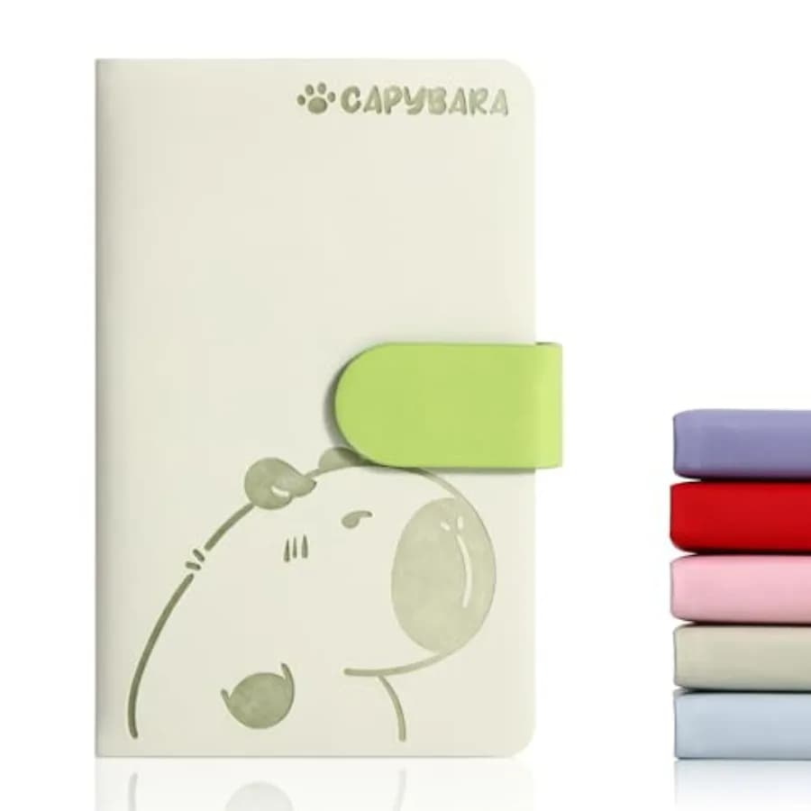 Blank Journal Small Pocket Leather Notebook No Lines for Drawing Plain Sketch Book Cute Cartoon Capybara Unlined Journal for Tr