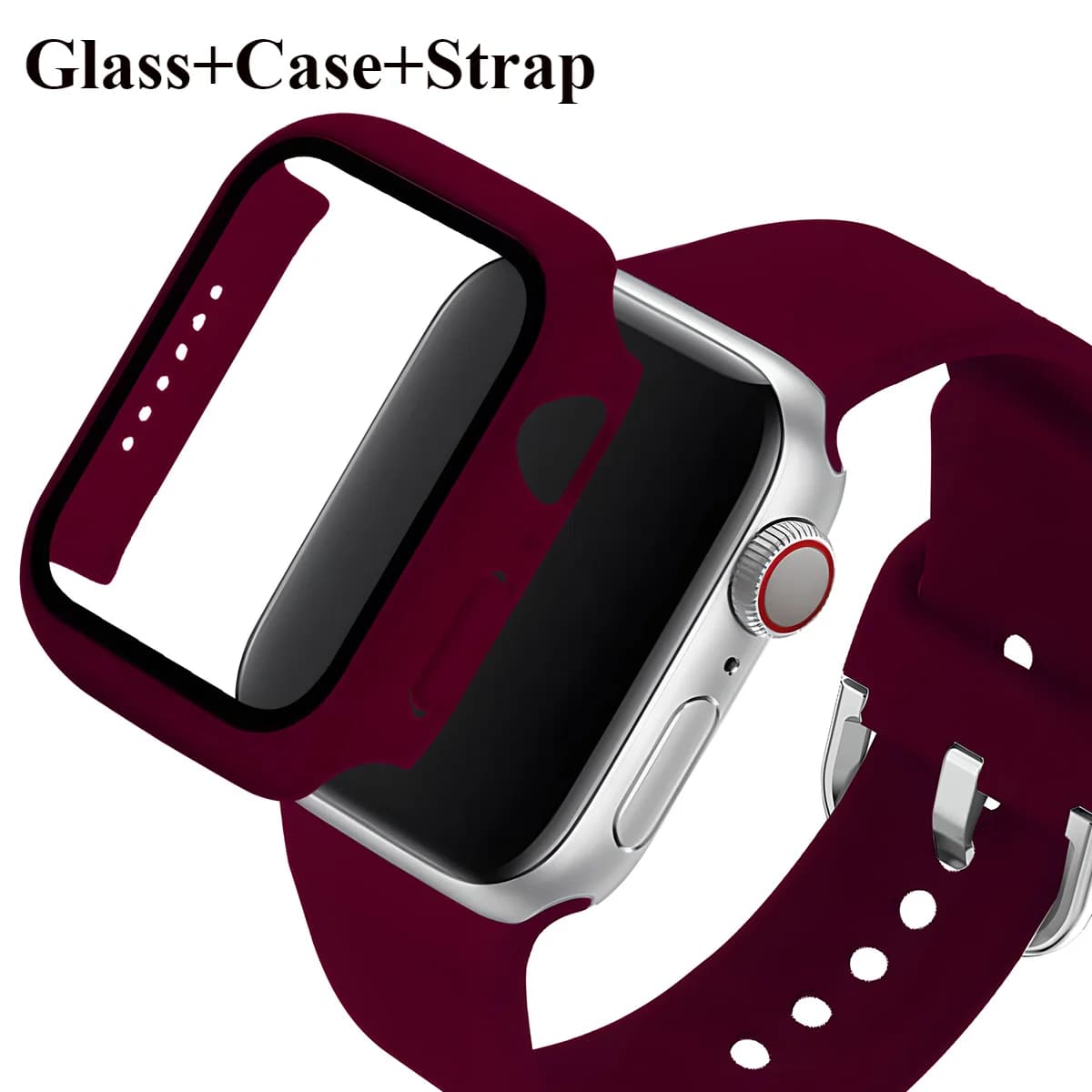 Vetro + Custodia + cinturino per cinturino Apple Watch 44mm 40mm 45 41 38 42 46mm Cinturini in silicone braccialetto iWatch serie 11 10 9 7 6 5 4 3 SE