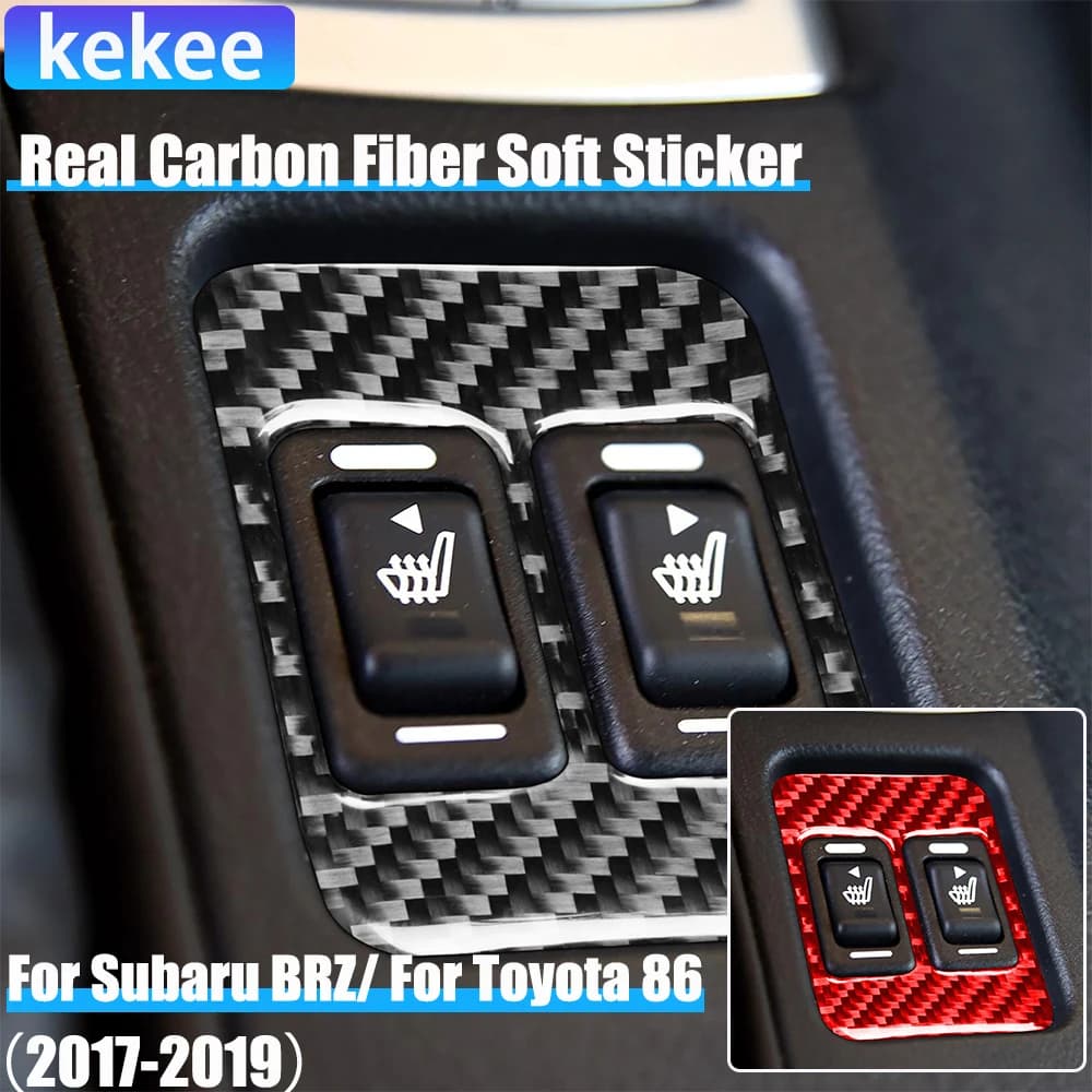 Real Carbon Fiber Accessories Auto Seat Heating Switch Cover Panel Soft For Subaru BRZ Toyota 86 GT86 2017 2018