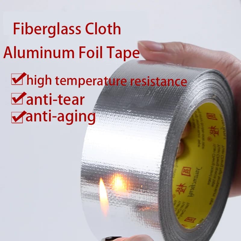 Thickened Fiberglass Cloth Aluminum Foil Tape High Temperature Resistant Waterproof Sun Protection Range Hood Flame Retardant