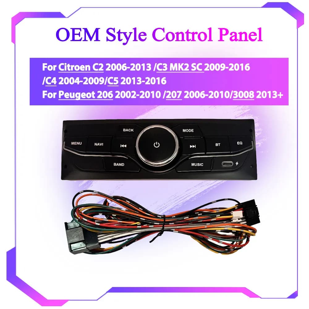 Pannello di controllo in stile OEM per schermo Android auto per Citroen C2 C3 MK2 SC C4 C5 per Peugeot 206 207 3008 Android OEM Style