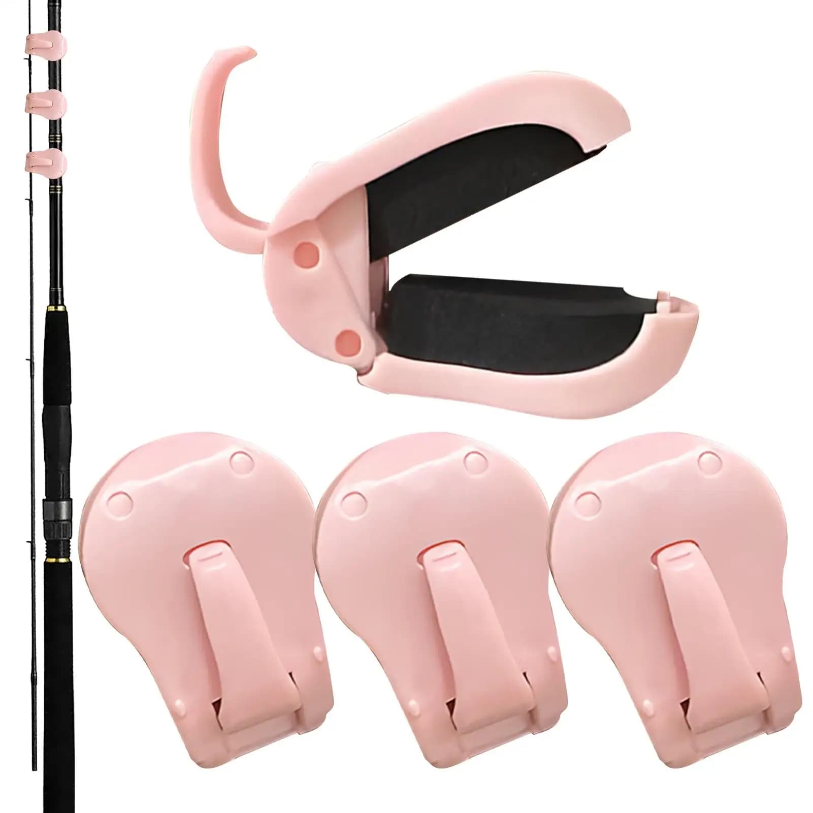 Clip per canna da pesca, supporto per canna da pesca, 4 pezzi, dispositivo di fissaggio per canne da spinning, attrezzo da pesca per riva, molo, acqua salata