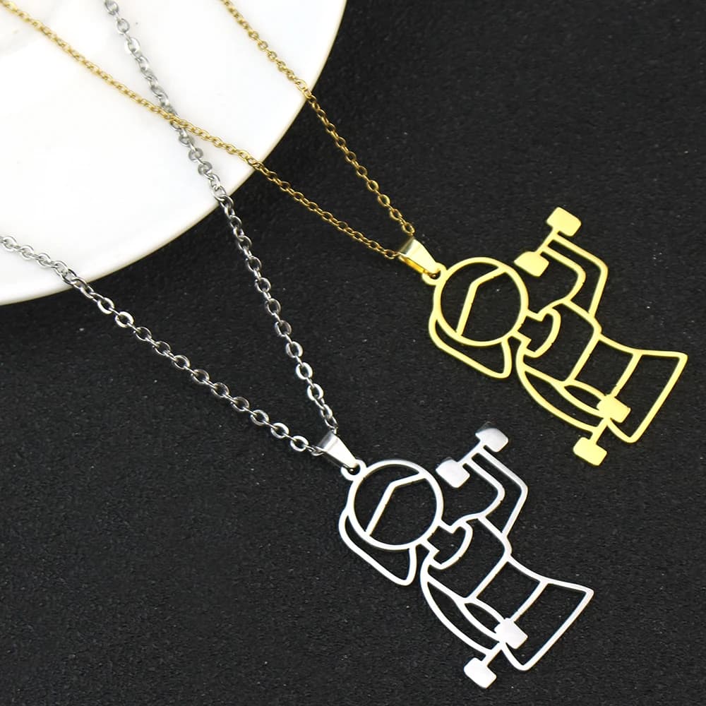 Collana Creativa con Ciondolo a Forma di Piastra di Peso e Manubrio, Collana Fitness con Bilanciere, Regalo per Appassionati di Fitness