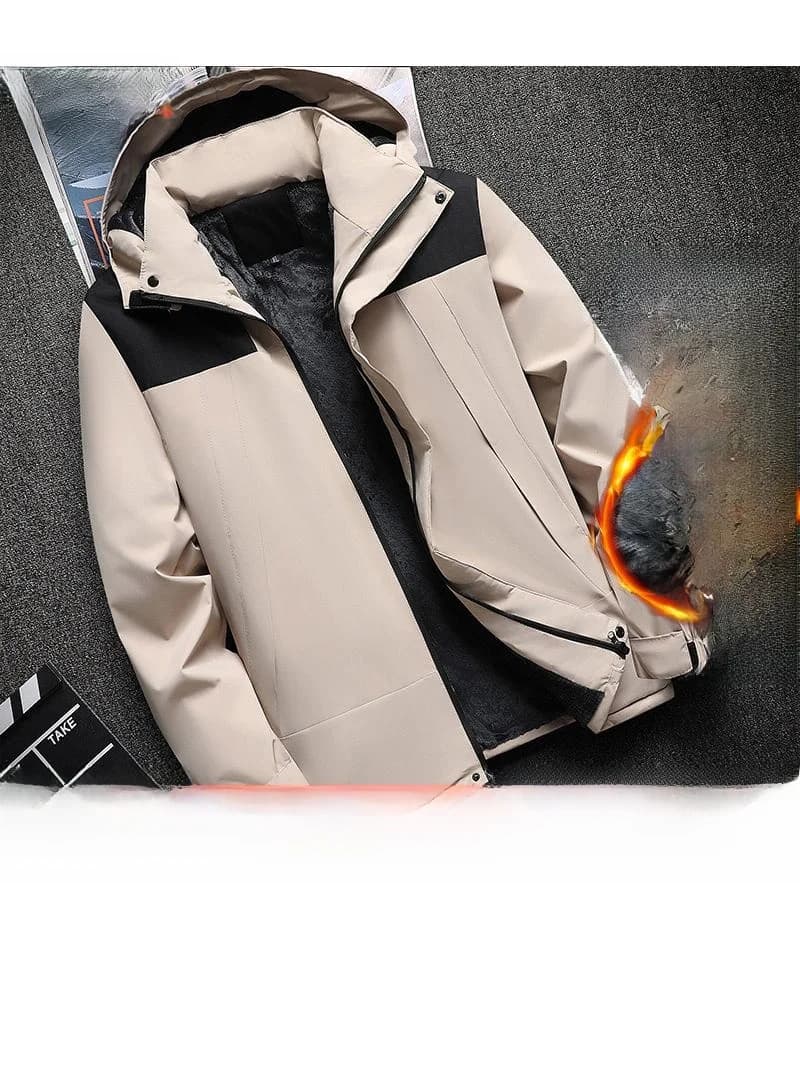 Outdoor Snow Skiing Mountain Climbing Clothes Windproof Coldproof Thickened Fleece Lined Men's Jacket Workwear Wear Resistant...