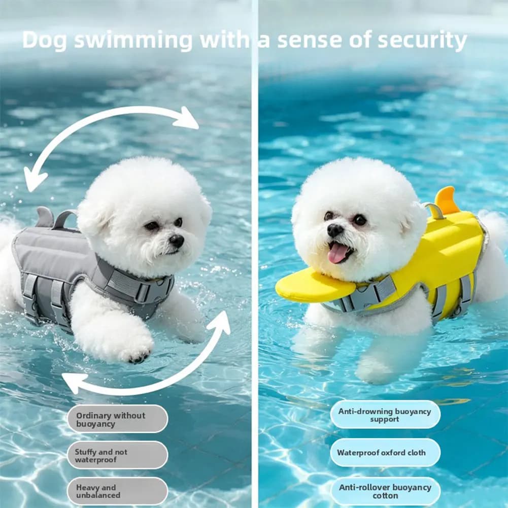 Adjustable Dog Life Jackets,High-Buoyancy Dog Swim Vest,Reflective Dog Float Jacket with Rescue-Handle for Swimming