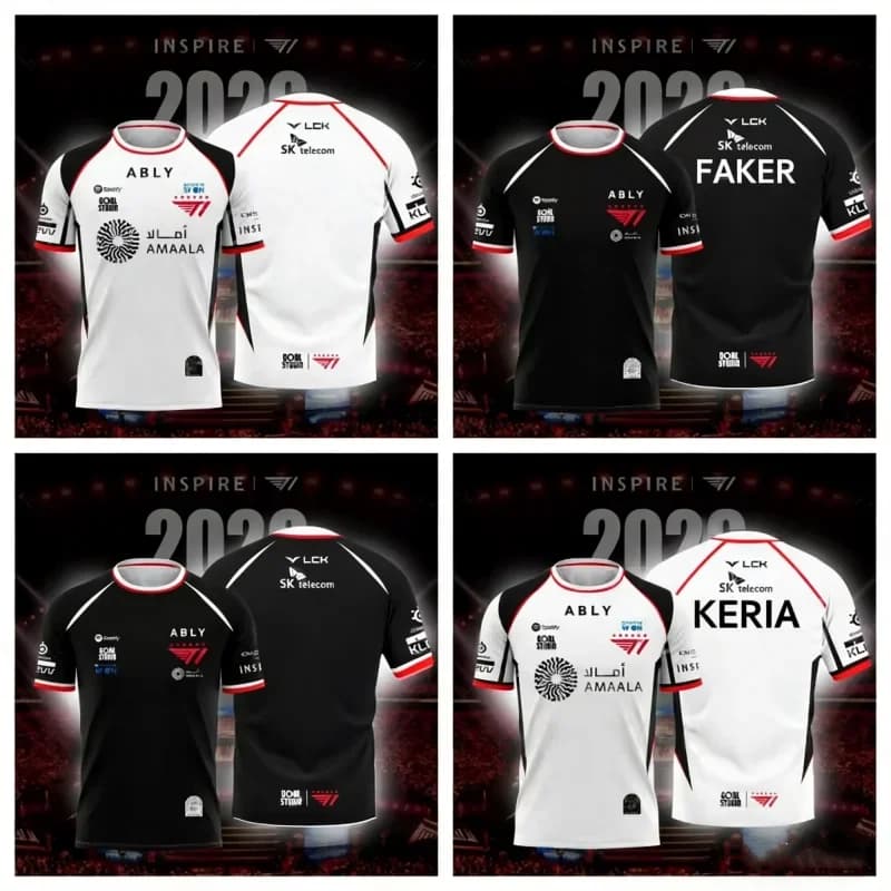 2026 NEW T1 ESPORTS TEAM JERSEY FAKER FAN SUMMER SHORT SLEEVE FOR GAMING ENTHUSIASTS OUTDOOR SPORTSWEAR Beach Surfing