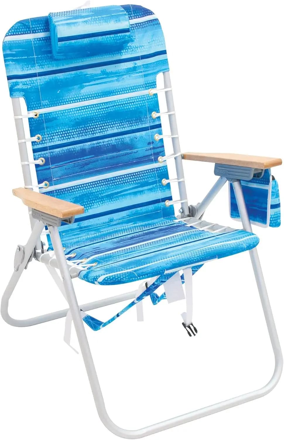 Sedia da Spiaggia Pieghevole a 4 Posizioni con Zaino, Design a Righe per il Comfort all'Aperto
